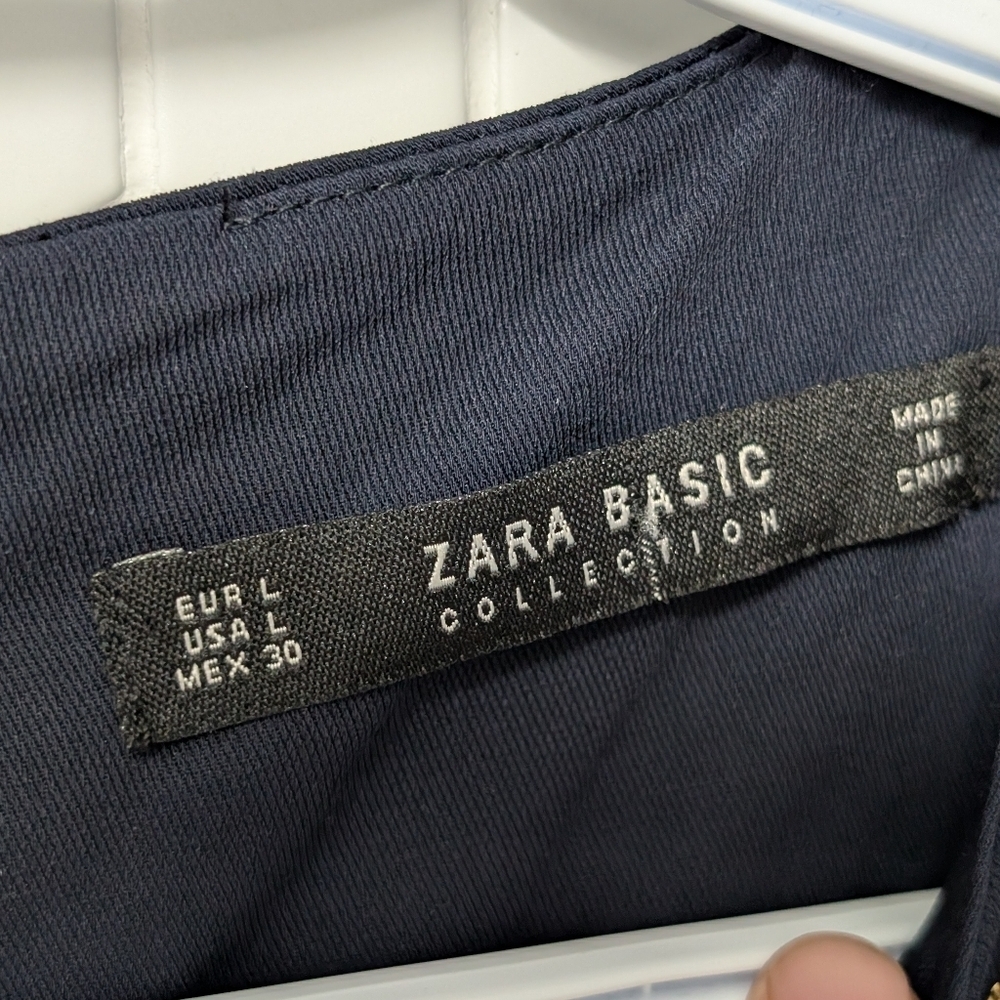 Zara 3/4 sleeve A-line dress with jewelry accents, Navy / Gold - Picture 5 of 6
